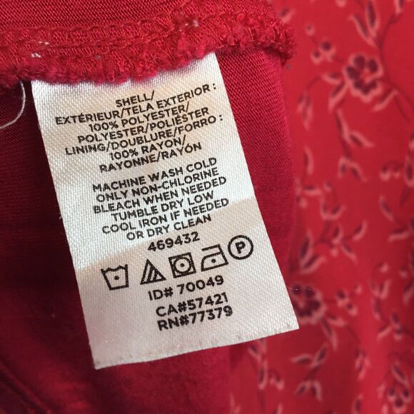 Ann Taylor Blouse Top Short Sleeve Semi Sheer Lined Red Size Large scoop neck - Picture 5 of 7